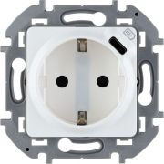 Розетка 1-м СП Inspiria 16А IP20 250В 2P+E немецк. стандарт с заряд. устройством USB тип C 1.5А 5В механизм бел. IEK 673770