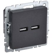 Розетка BRITE USB A+A 3.1А РЮ10-1-БрЧ механизм черн. IEK BR-U21-D31-K02