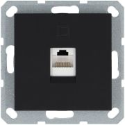 Розетка компьютерная 1-м RJ45 IP20 кат. 5E механизм черн. матов. soft touch Jasmart G6105PB