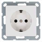 Розетка 1-м Shuko 16А IP20 с заземл. защ. шторки механизм бел. глянцевый Jasmart G5501W