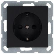 Розетка 1-м Shuko 16А IP20 с заземл. защ. шторки механизм черн. матов. soft touch Jasmart G5501PB