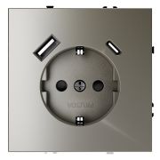 Розетка 1-м СП S70 16А с USB A+С с заземл. защ. шторки механизм шелк Voltum VLS040504