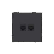 Розетка компьютерная 2-м KANT RJ45 кат.6A без шторки черн. уголь DKC 7012674