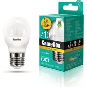 Лампа светодиодная LED5-G45/830/E27 5Вт шар матовая 3000К тепл. бел. E27 410лм 170-265В Camelion 12028